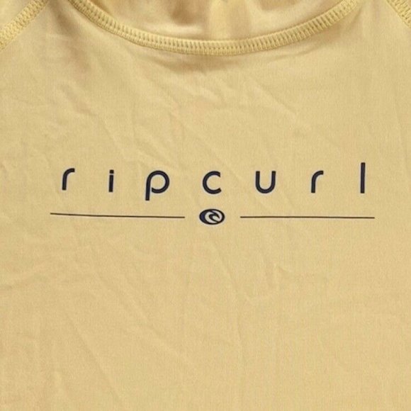 Rip Curl Girls Rash Guard T-Shirt Yellow Sun Protection Long Sleeve Tee 12 New - Picture 7 of 9